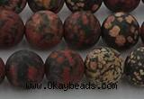 COB674 15.5 inches 12mm round matte red snowflake obsidian beads