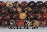 COB677 15.5 inches 6mm faceted round red snowflake obsidian beads