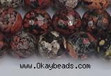 COB680 15.5 inches 12mm faceted round red snowflake obsidian beads