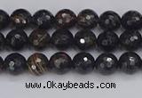 COB684 15.5 inches 4mm faceted round golden black obsidian beads