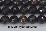 COB685 15.5 inches 6mm faceted round golden black obsidian beads