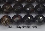 COB687 15.5 inches 10mm faceted round golden black obsidian beads