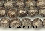 COB780 15 inches 6mm faceted round Chinese snowflake obsidian beads