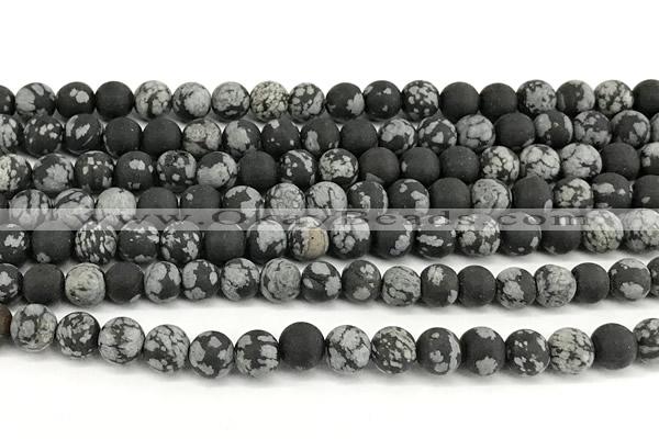 COB826 15 inches 6mm round matte snowflake obsidian beads