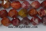 COJ1001 15.5 inches 6mm faceted nuggets red porcelain jasper beads