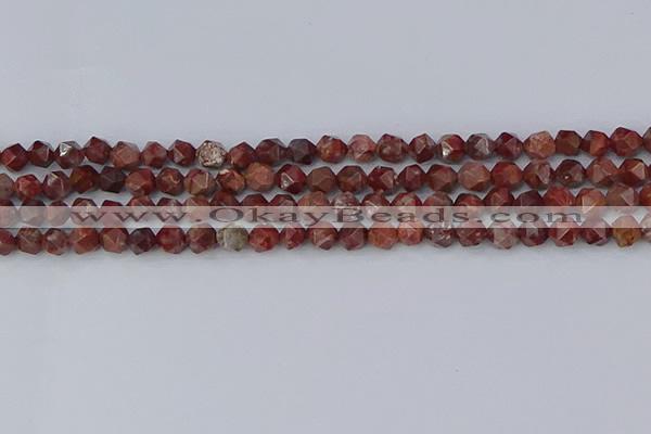 COJ1006 15.5 inches 6mm faceted nuggets pomegranate jasper beads