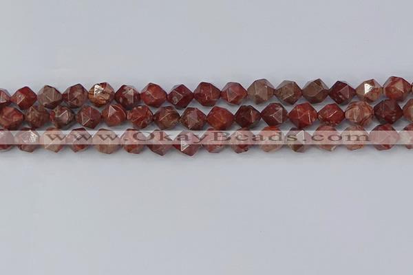 COJ1007 15.5 inches 8mm faceted nuggets pomegranate jasper beads