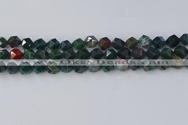 COJ322 15.5 inches 10mm faceted nuggets Indian bloodstone beads