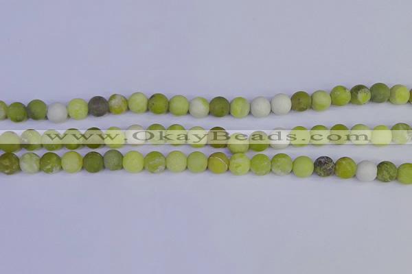 COJ402 15.5 inches 8mm round matte olive jade beads wholesale