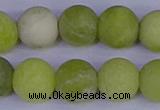 COJ405 15.5 inches 14mm round matte olive jade beads wholesale