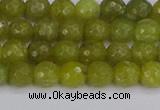 COJ409 15.5 inches 6mm faceted round olive jade beads