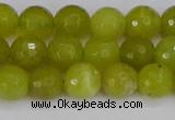 COJ410 15.5 inches 8mm faceted round olive jade beads