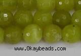 COJ411 15.5 inches 10mm faceted round olive jade beads