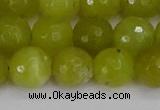 COJ412 15.5 inches 12mm faceted round olive jade beads