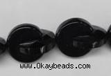 CON115 15.5 inches 18mm curved moon black onyx gemstone beads