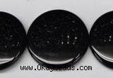 CON48 15.5 inches 28mm flat round black onyx gemstone beads