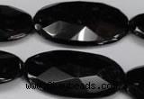 CON69 15.5 inches 20*40mm faceted oval black onyx gemstone beads