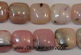 COP1044 15.5 inches 14*14mm square natural pink opal gemstone beads