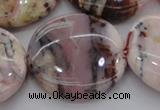 COP1270 15.5 inches 40mm flat round natural pink opal gemstone beads