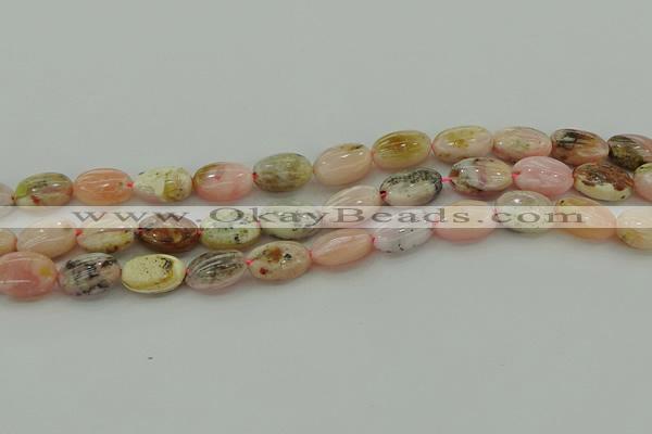 COP1291 15.5 inches 10*14mm oval natural pink opal beads