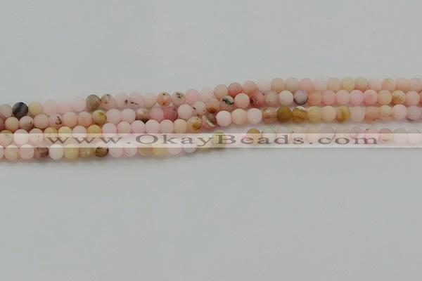 COP1330 15.5 inches 4mm round matte natural pink opal gemstone beads