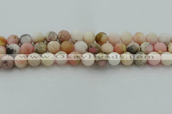 COP1334 15.5 inches 12mm round matte natural pink opal gemstone beads