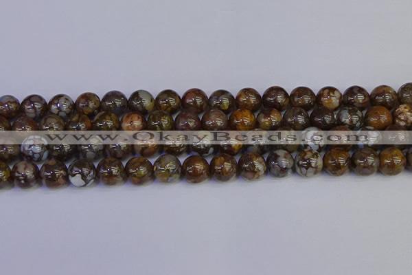 COP1374 15.5 inches 12mm round fire lace opal beads wholesale