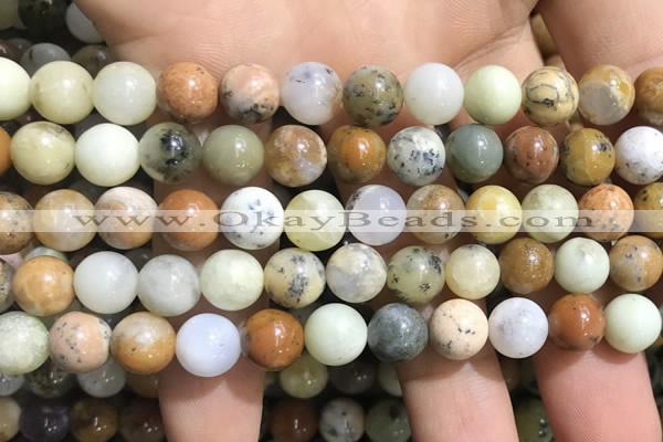 COP1568 15.5 inches 8mm round yellow moss opal beads wholesale