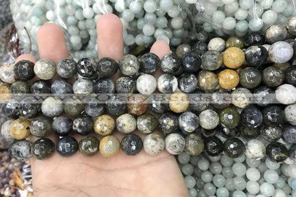 COP1608 15.5 inches 4mm faceted round moss opal beads