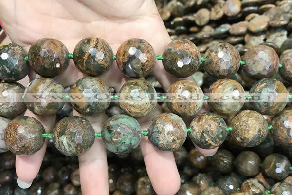 COP1646 15.5 inches 20mm faceted round green opal gemstone beads