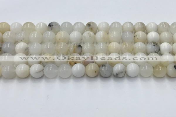 COP1726 15.5 inches 8mm round white opal beads wholesale