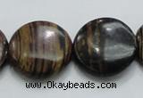 COP214 15.5 inches 25mm flat round natural brown opal gemstone beads