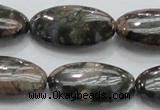 COP256 15.5 inches 15*30mm oval natural grey opal gemstone beads