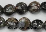 COP271 15.5 inches 16mm flat round natural grey opal gemstone beads