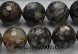 COP272 15.5 inches 20mm faceted round natural grey opal gemstone beads