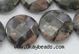 COP278 15.5 inches 25mm faceted round natural grey opal gemstone beads