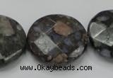 COP279 15.5 inches 30mm faceted round natural grey opal gemstone beads