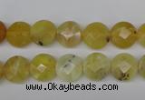 COP345 15.5 inches 10mm faceted coin yellow opal gemstone beads