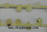 COP347 Top-drilled 6*9mm faceted teardrop yellow opal gemstone beads