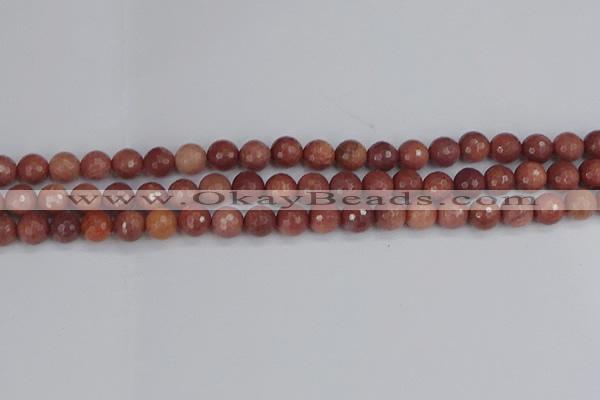 COP442 15.5 inches 6mm faceted round African blood jasper beads