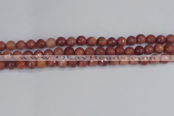 COP443 15.5 inches 8mm faceted round African blood jasper beads