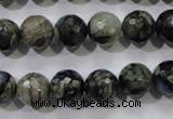 COP463 15.5 inches 10mm faceted round natural grey opal gemstone beads