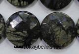 COP484 15.5 inches 25mm faceted coin natural grey opal beads