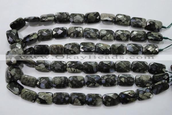 COP490 15.5 inches 13*18mm faceted rectangle natural grey opal beads