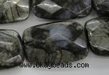 COP491 15.5 inches 20*30mm faceted rectangle natural grey opal beads