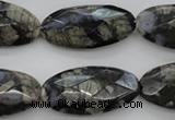 COP494 15.5 inches 15*30mm faceted oval natural grey opal beads