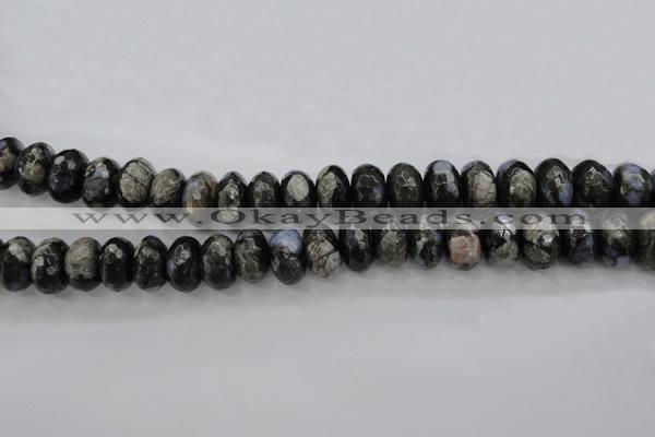 COP499 15.5 inches 8*12mm faceted rondelle natural grey opal beads