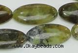 COP554 15.5 inches 15*30mm oval yellow & green natural opal beads