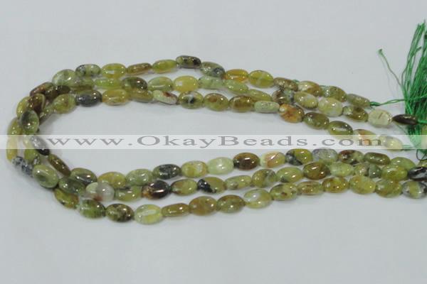 COP561 15.5 inches 8*12mm oval natural yellow & green opal beads