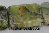 COP573 15.5 inches 30*40mm rectangle natural yellow & green opal beads